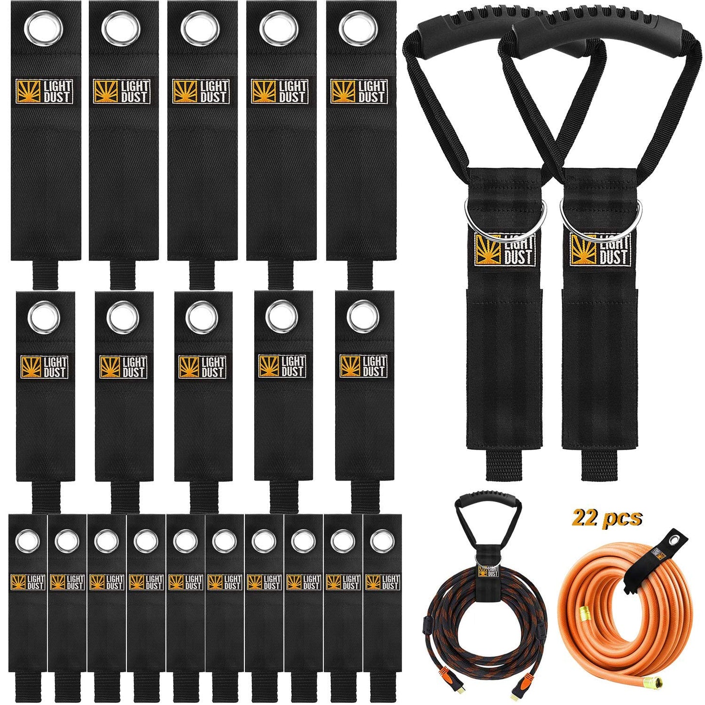 22PCS Heavy Duty Storage Straps Garage Hooks Tool Organizers and Fastening Straps Cord Wrap Keeper, Cable Straps for Cords, Hoses, Rope, RV, Boat