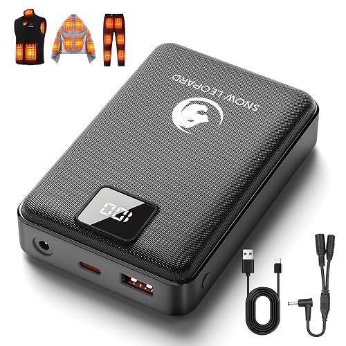SNOW LEOPARD Heated Vest Battery Pack 7.4v 16000mah Power Bank for Heated Jacket with LED Display Battery Pack for Heating Vest with Dc/USB/Type-C