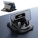 Vpryhuan 360 Degree Rotation Dashboard Phone Holder for Car, Anti-Slip Grips & One-Hand Operation Car Cell Phone Mount with Adjustable Spring Clip
