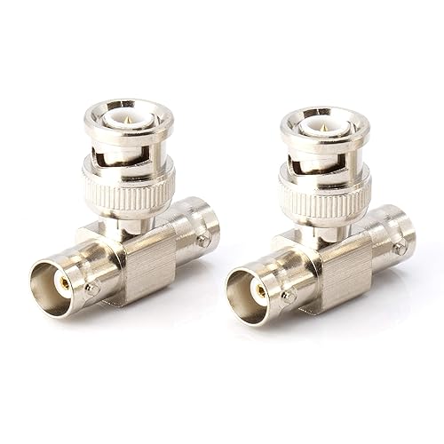 THE CIMPLE CO - BNC T Adapter - T-Shaped Coax Splitter - 1 Male Port to 2 Female Ports, Coaxial Cable Extension - 4 Pack