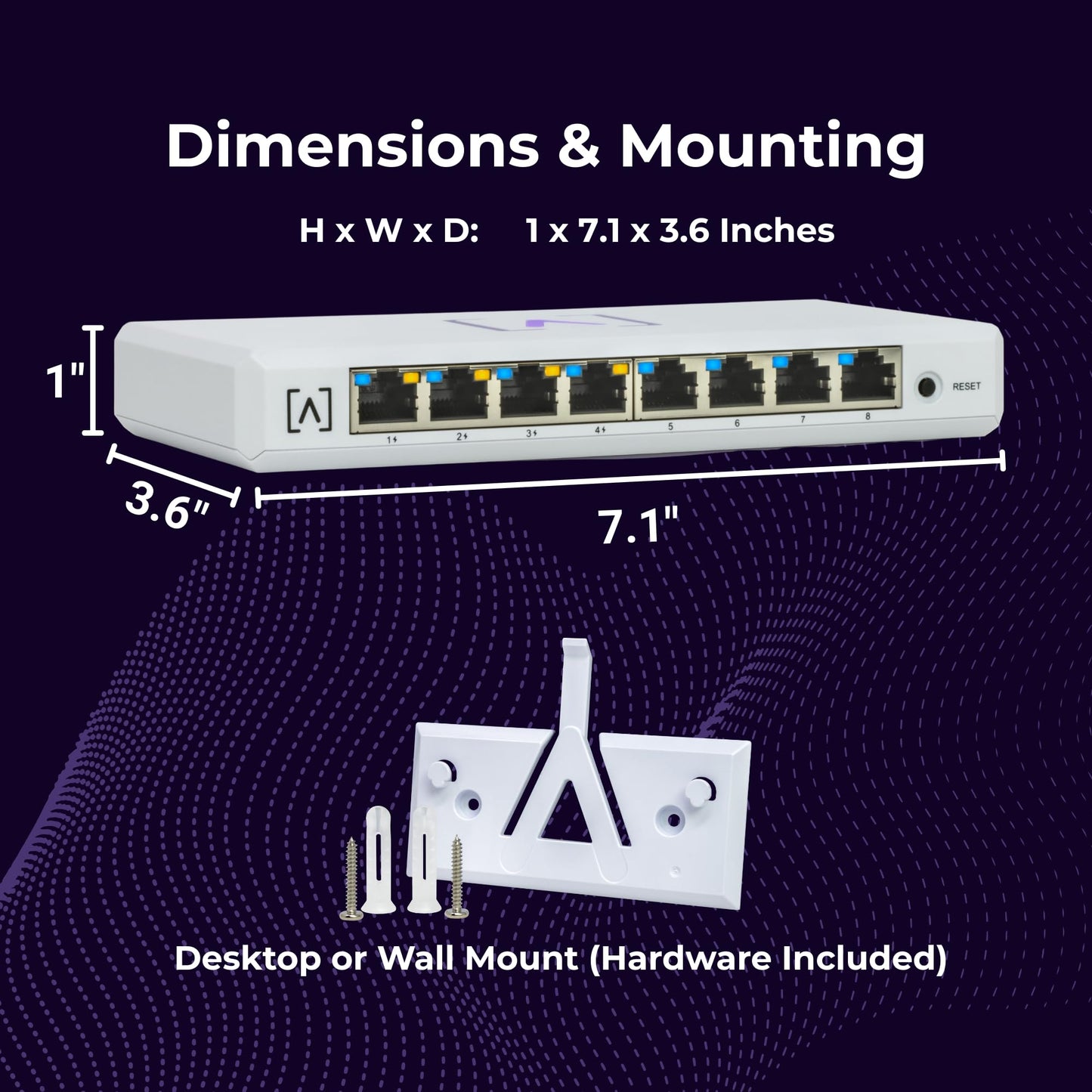 Alta Labs S8-POE | 8 Port Multi-Gigabit Managed Ethernet Switch with 4 PoE+ Ports | 60W PoE Budget | Desktop or Wall Mount | Manage Network via Cloud