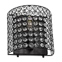 Elegant Designs SC1000-BLK Elipse 1-Light Contemporary Modern 8" Crystal and Metal Wall Sconce Lighting Fixture for Bathroom Vanity Hallway Powder