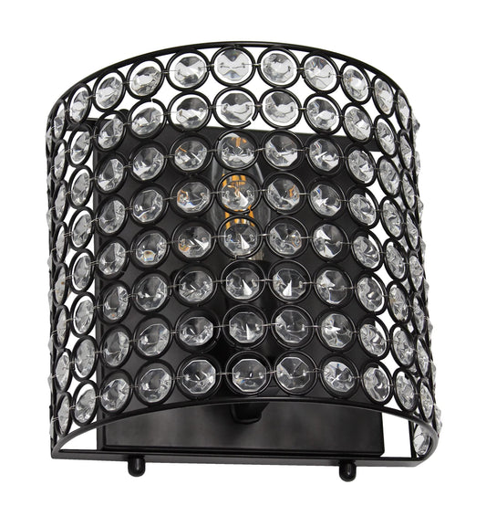 Elegant Designs SC1000-BLK Elipse 1-Light Contemporary Modern 8" Crystal and Metal Wall Sconce Lighting Fixture for Bathroom Vanity Hallway Powder
