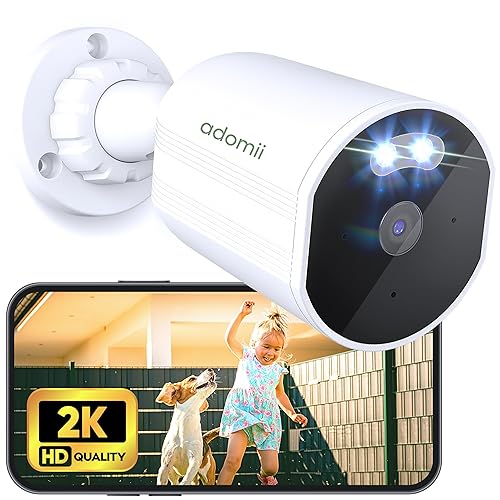 adomii 2K Security Cameras Wireless Outdoor, 33ft Night Vision, IP65 Weatherproof, 2-Way Audio Home Security WiFi Camera Motion Detector for Home