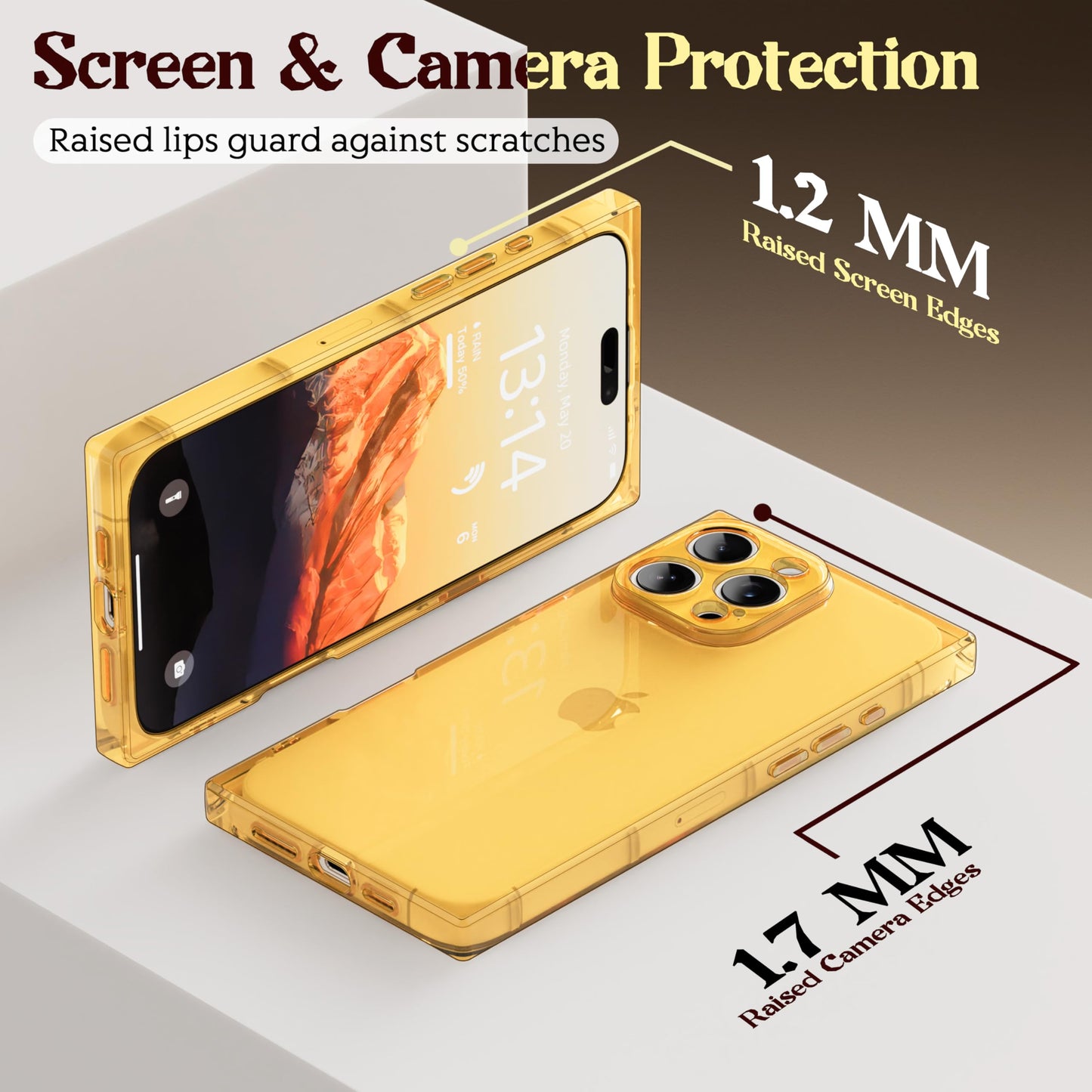 IAIYOXI Rectangle Case Compatible for iPhone 17 Pro Max, Full Camera Protection & Reinforced Corners TPU Cushion Clear Cover, Shockproof Silicone