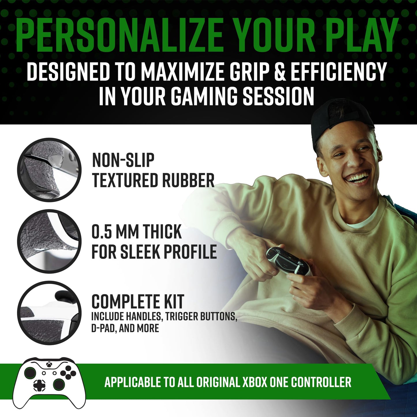 Dragon Grips Xbox Controller Grips - Ultra Thin 0.5mm Anti-Slip Textured Rubber Grip Accessory for Xbox One & Elite Controllers - Full Coverage