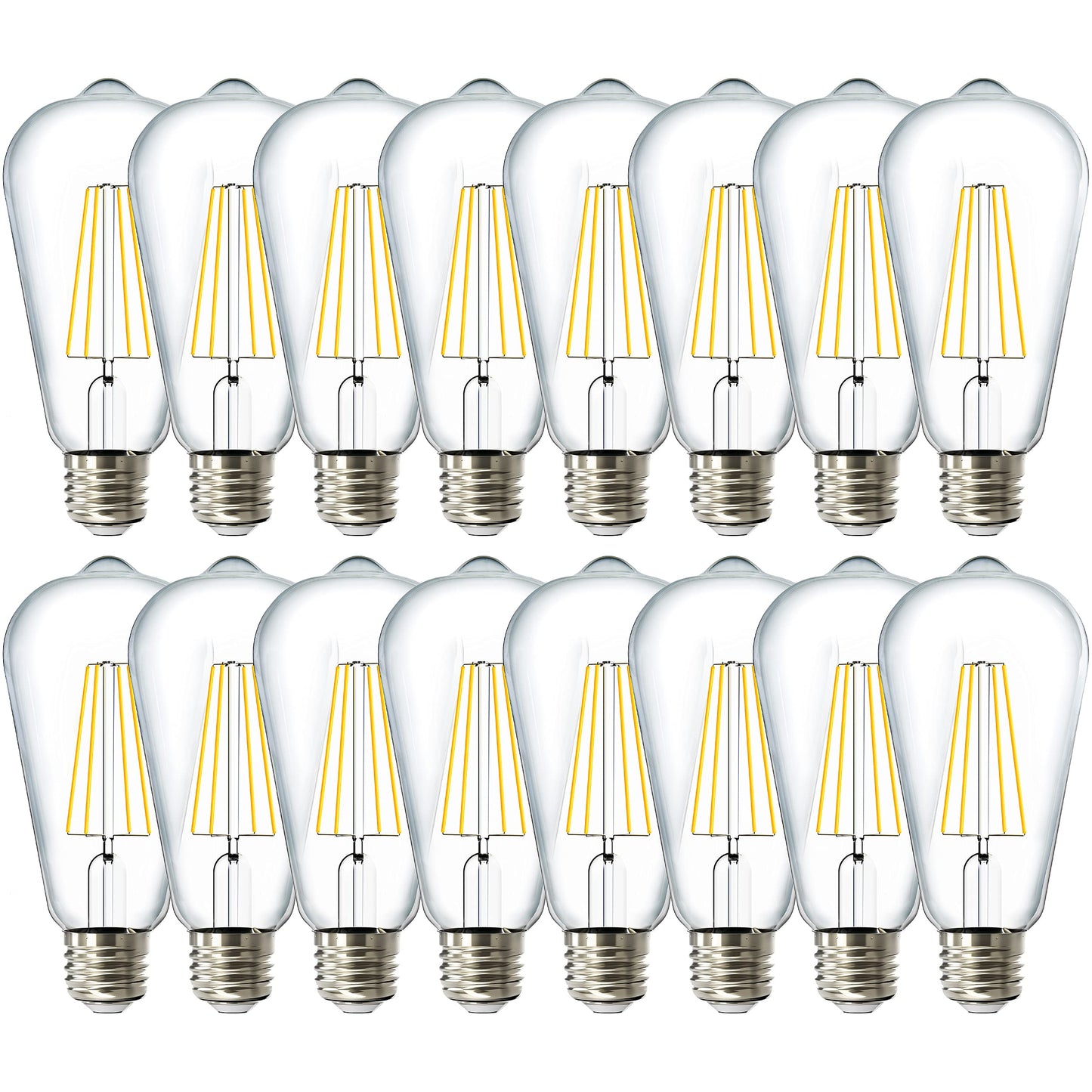 Sunco 16 Pack Edison Bulbs LED ST64 (ST19) Clear Glass Filament, Dimmable