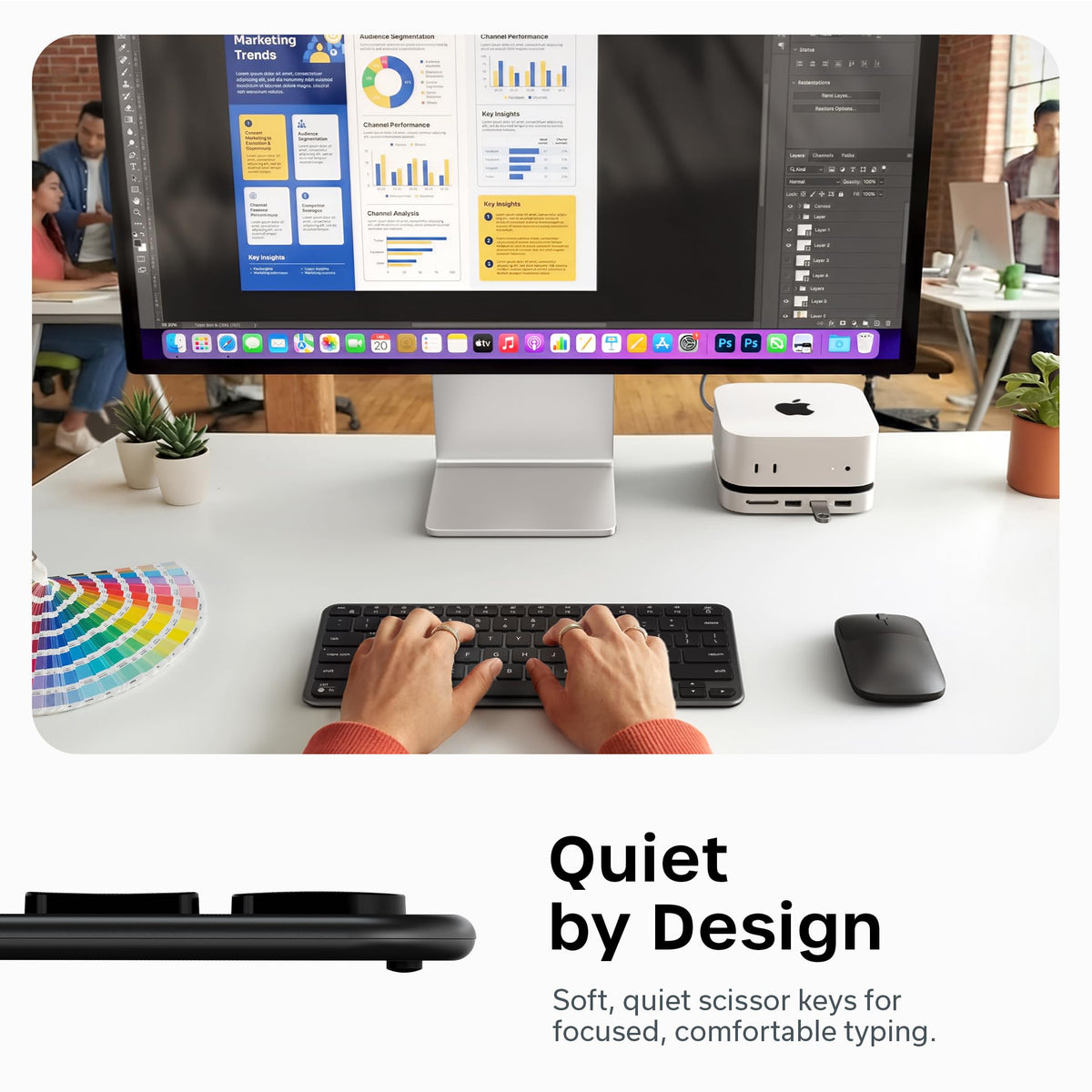Satechi Slim EX1 Wireless Keyboard, 4-in-1 Connectivity, Space Black