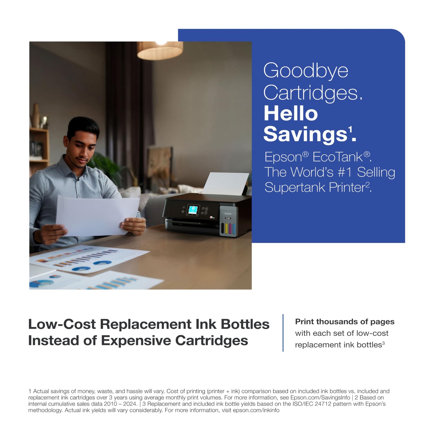 Epson EcoTank ET-2900 Wireless All-in-One Color Supertank Printer with up to 3 Years of Ink, Refillable Tanks, Perfect for Home, 11 PPM, 1.44" Color