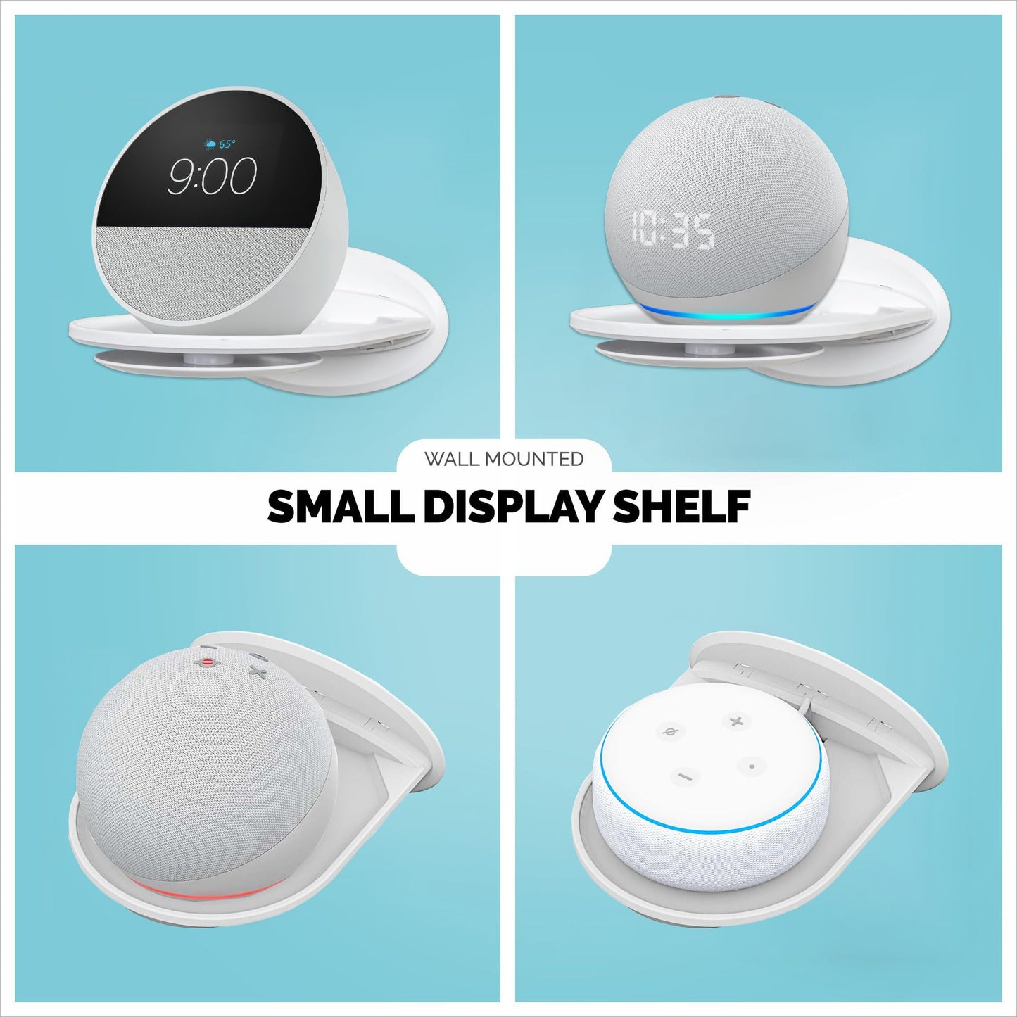 PUUUCI Wall Mount Shelf, Compatible with Echo Spot, Echo Pop, Echo Dot, HomePod Mini, Google Home, with Cord Storage, Easy Installation, Fits Devices