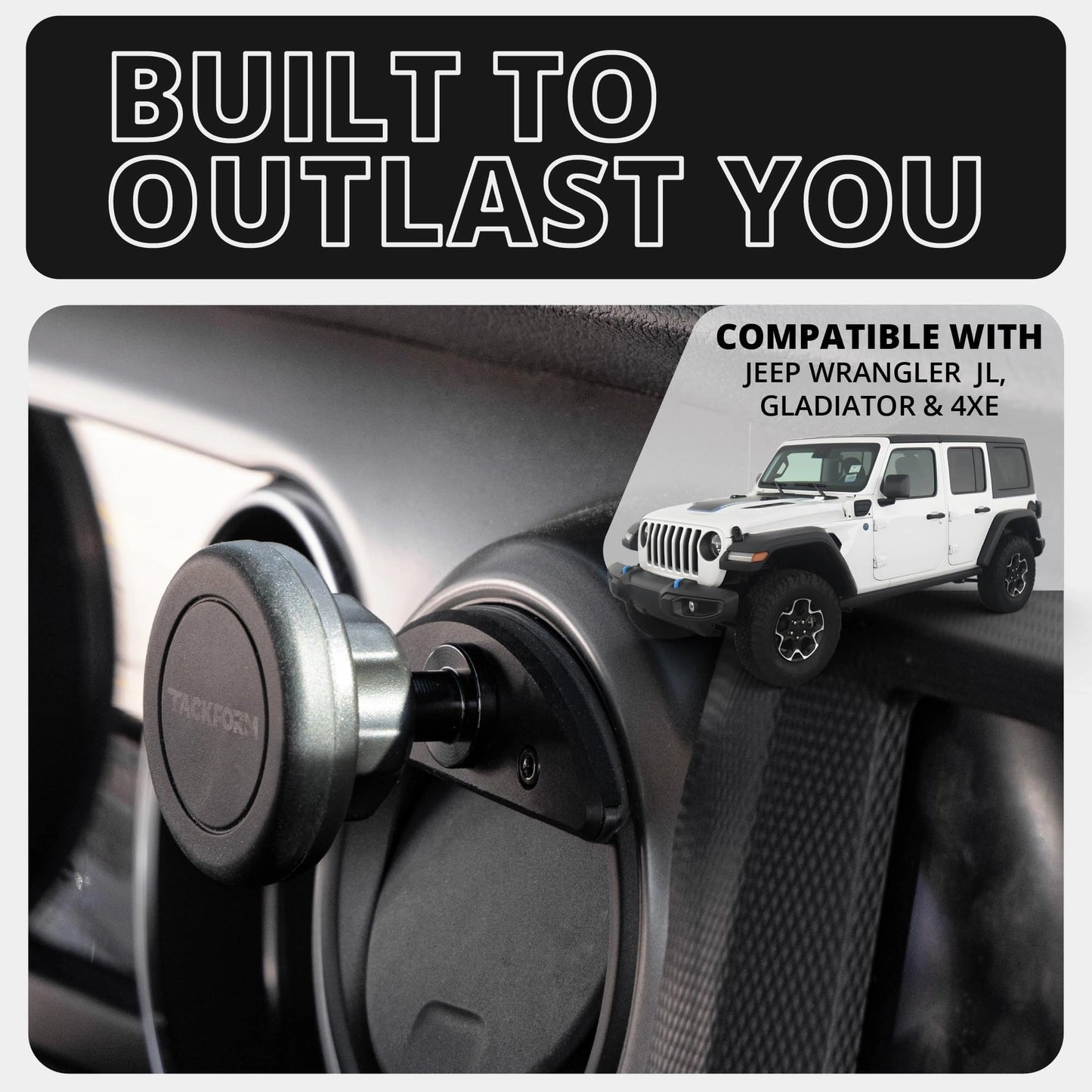Tackform Link Vent Mount Universal Magnetic Phone Holder Compatible with 2018-2023 Jeep Wrangler JL, 4XE, and Gladiator JT | Billet Aluminum Base