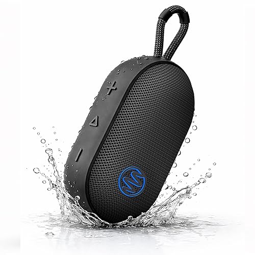 Gemini Mini Bluetooth Speaker - Small Portable Waterproof with Carabiner, Compact Travel Design, IPX7 Shower Proof, 12Hr Battery, TWS Pairing