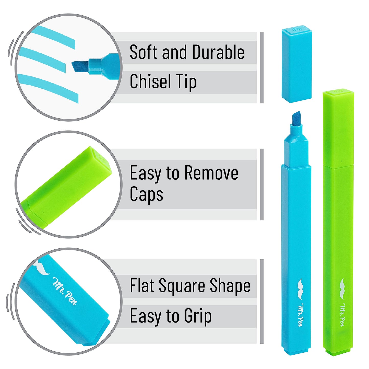 Mr. Pen- Aesthetic Highlighters No Bleed, 6 Pack, Assorted Colors