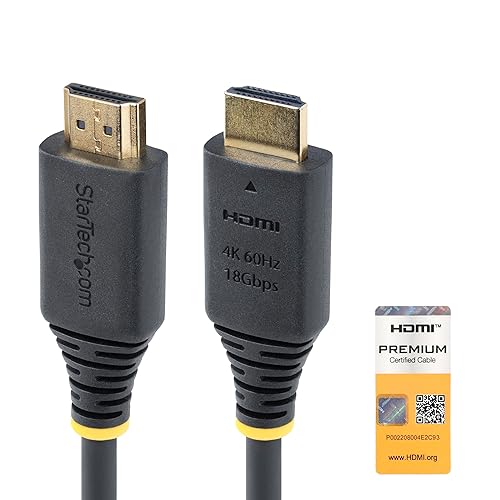 StarTech 3m (10ft) Premium Certified High Speed HDMI Cable, 4K 60Hz/1440p 144Hz, 18Gbps, UHD HDMI 2.0 Cord, TPE Jacket