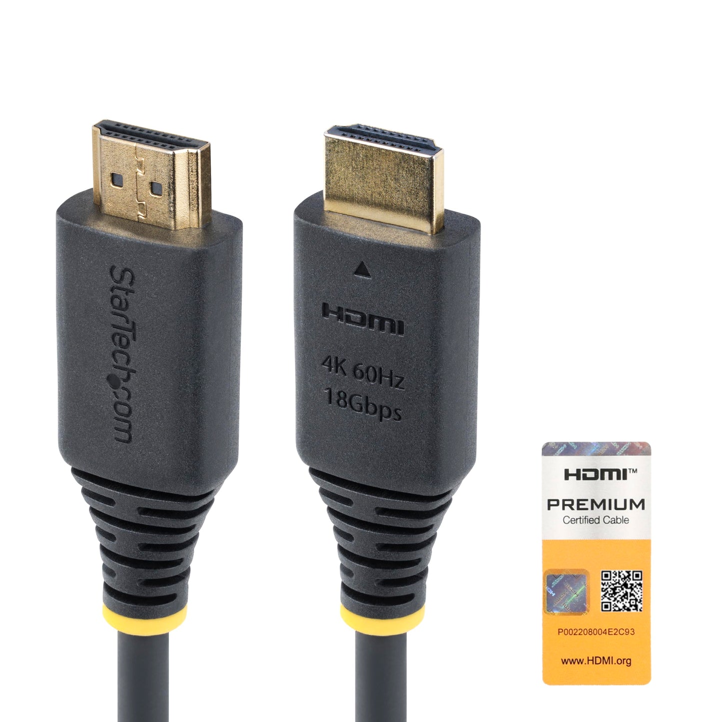 StarTech.com 1.5m (4.9ft) Premium Certified High Speed HDMI Cable, 4K 60Hz/1440p 144Hz, 18Gbps, UHD HDMI 2.0 Cord, TPE Jacket
