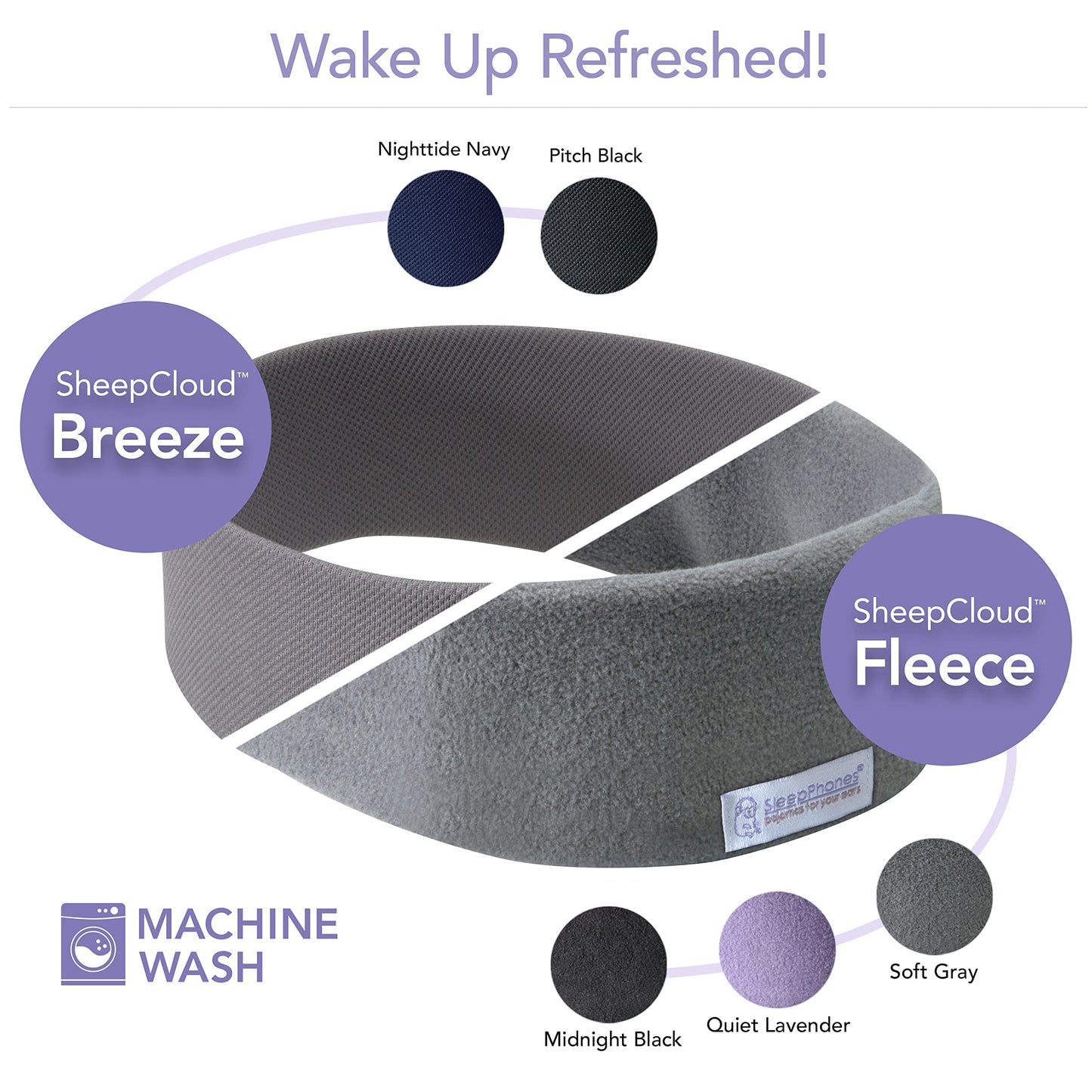 SleepPhones Wireless Sleep Headphones by AcousticSheep V8 | 24-Hour Battery | Original and Most Comfortable Bluetooth Headphones for Sleeping (Medium