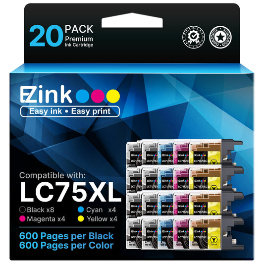 E-Z Ink Compatible Replacement for Brother LC75 LC71 Ink Cartridges 20packs