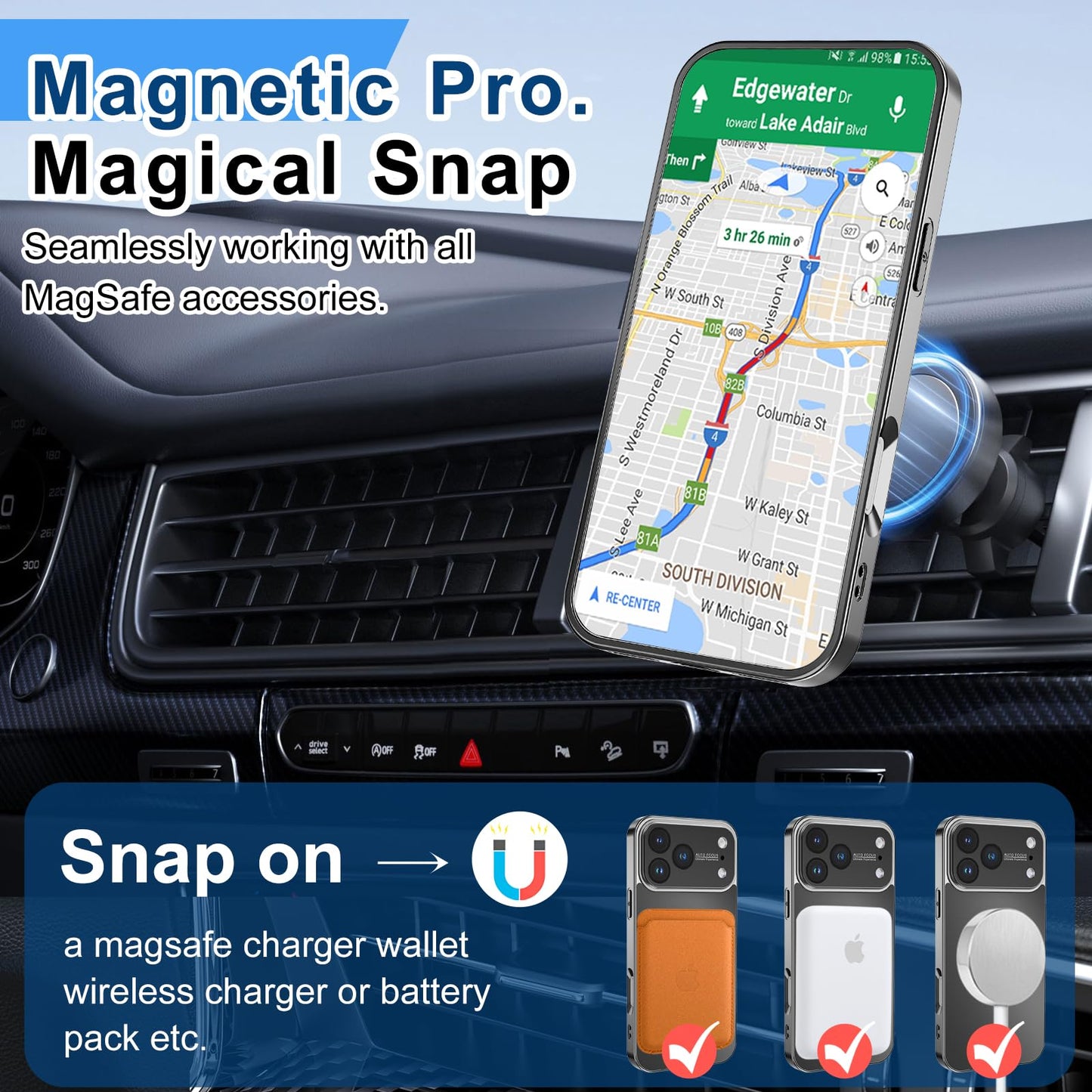 Doulings Magnetic Design for iPhone 12 Case,Compatible with MagSafe[Military Grade Drop Protection] Camera Lens Protector Cover Logo View Dust-Proof