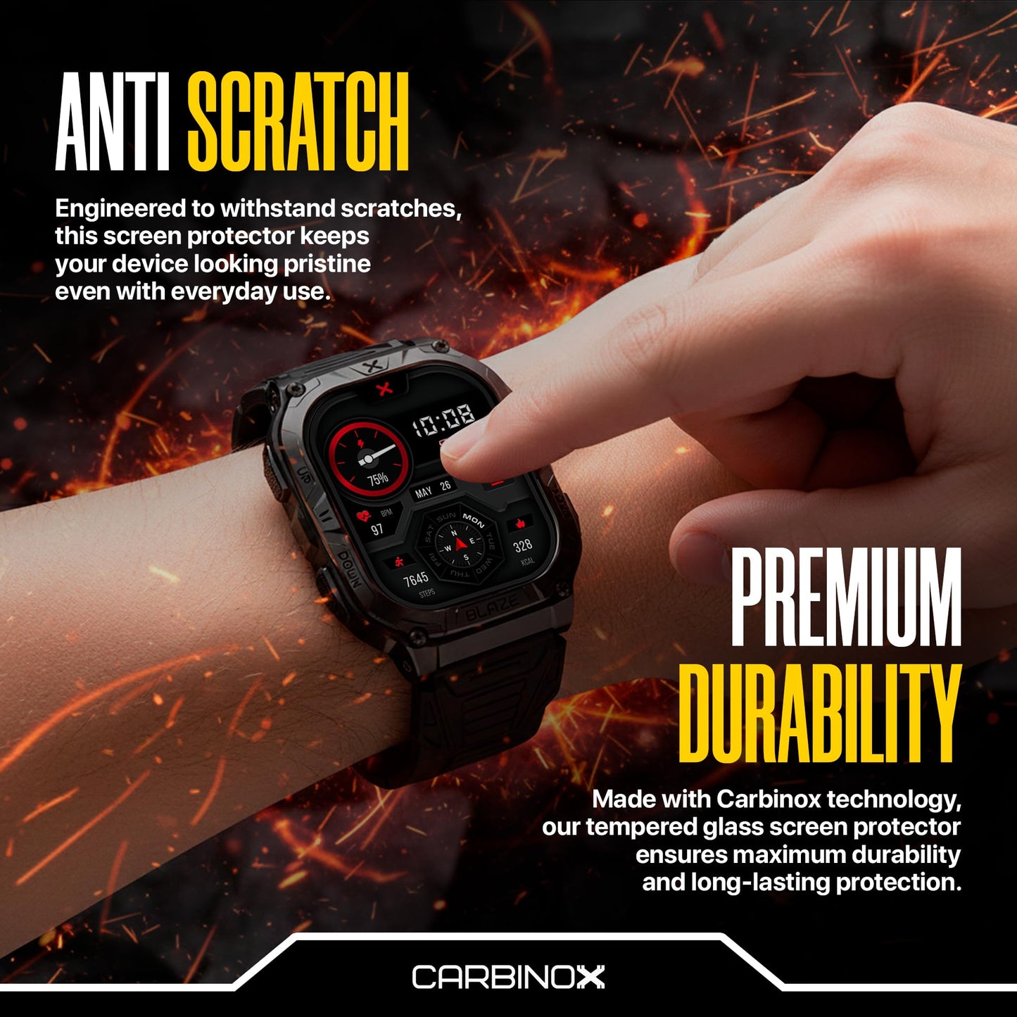 CARBINOX Tempered Glass Screen Protector Compatible for X-Ranger Smart Watch - High Transparency, Anti Scratch, High Sensitivity, Bubble Free (2 Pack)
