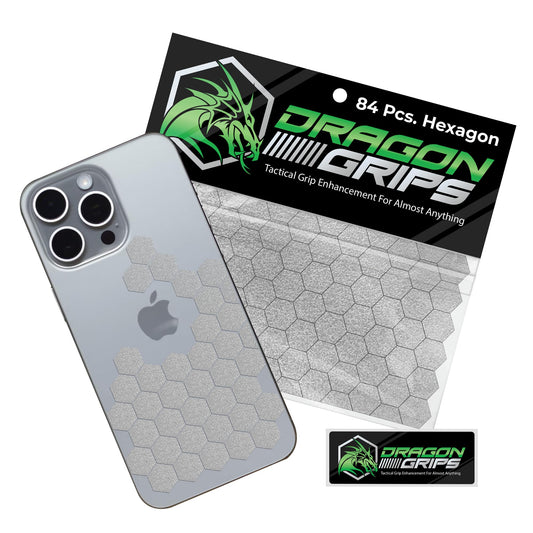 Dragon Grips Clear Rubber Grip Tape - 84 Precut Hex Griptape Stickers (Pack of 1), Non-Slip Adhesive for Cell Phones, Controllers, Guns, and Mouse