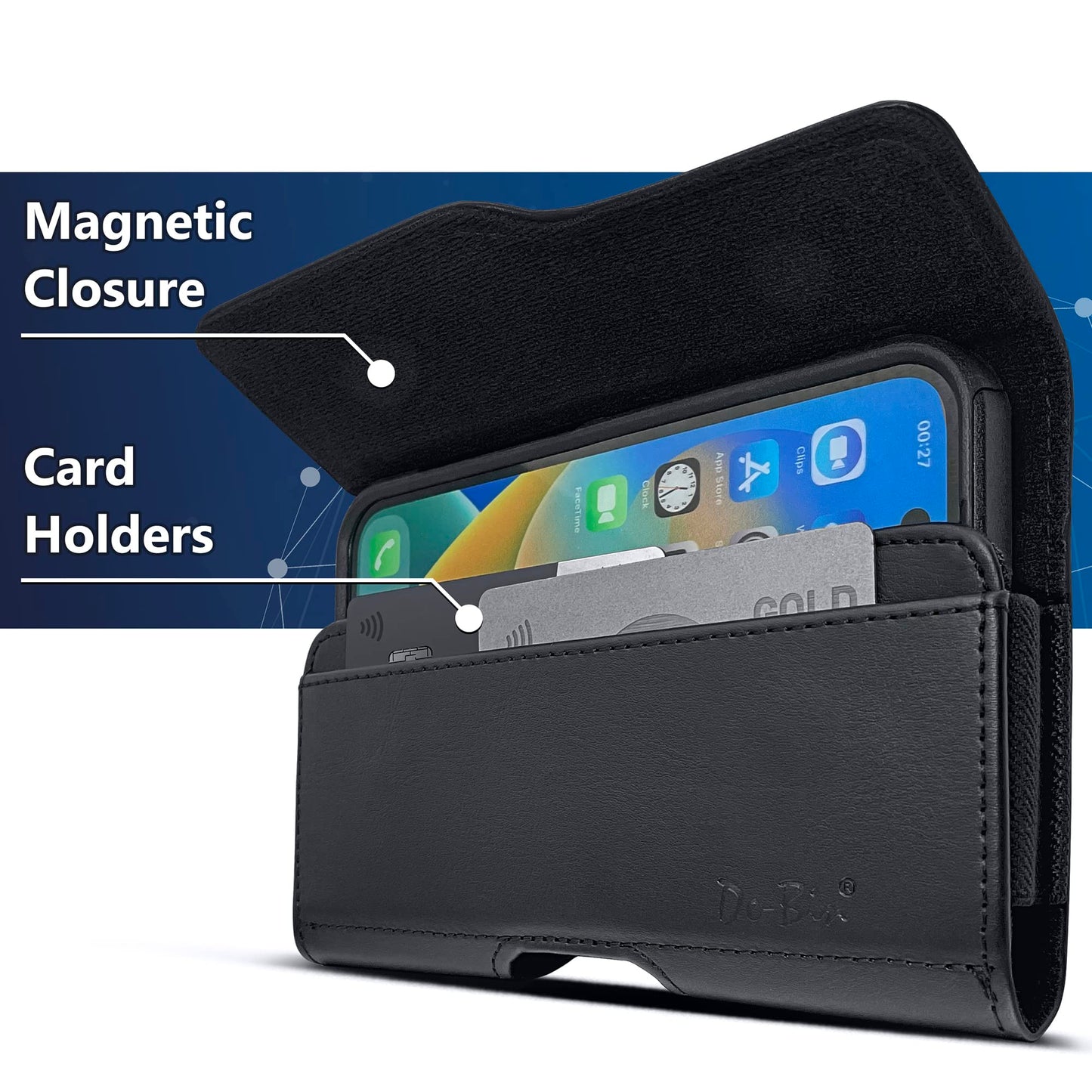 DeBin Cell Phone Belt Case Compatible with Samsung Galaxy Ultra Models (S25 S24 S23 S22 S21), A54/A53/A25/A15, Premium Leather, Magnetic Flap Holster