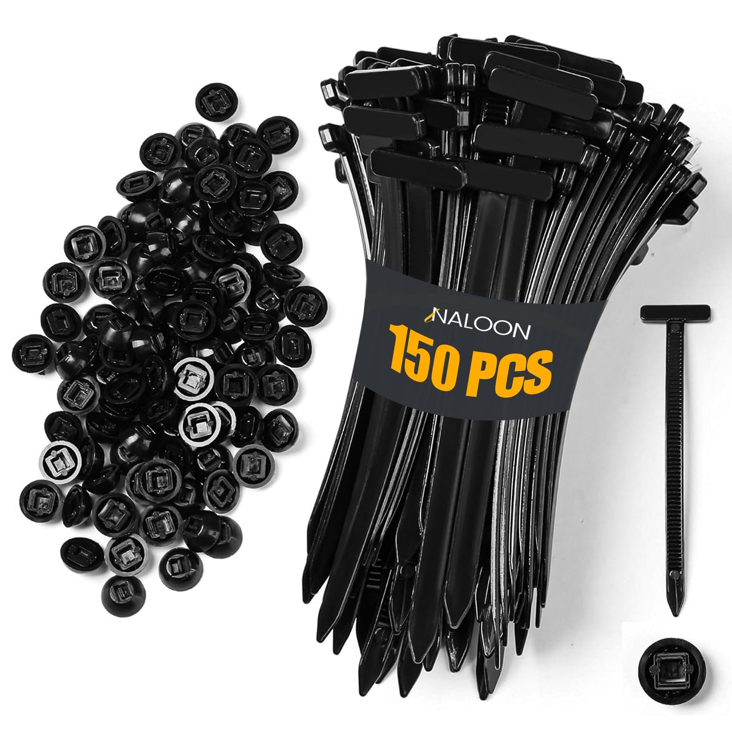 150 Pcs Nylon Universal Cable Tie Buckle-Heavy Duty Self-Locking Zip Ties with Pin & Button Design, UV-Resistant Fasteners for Car Bumper Fender