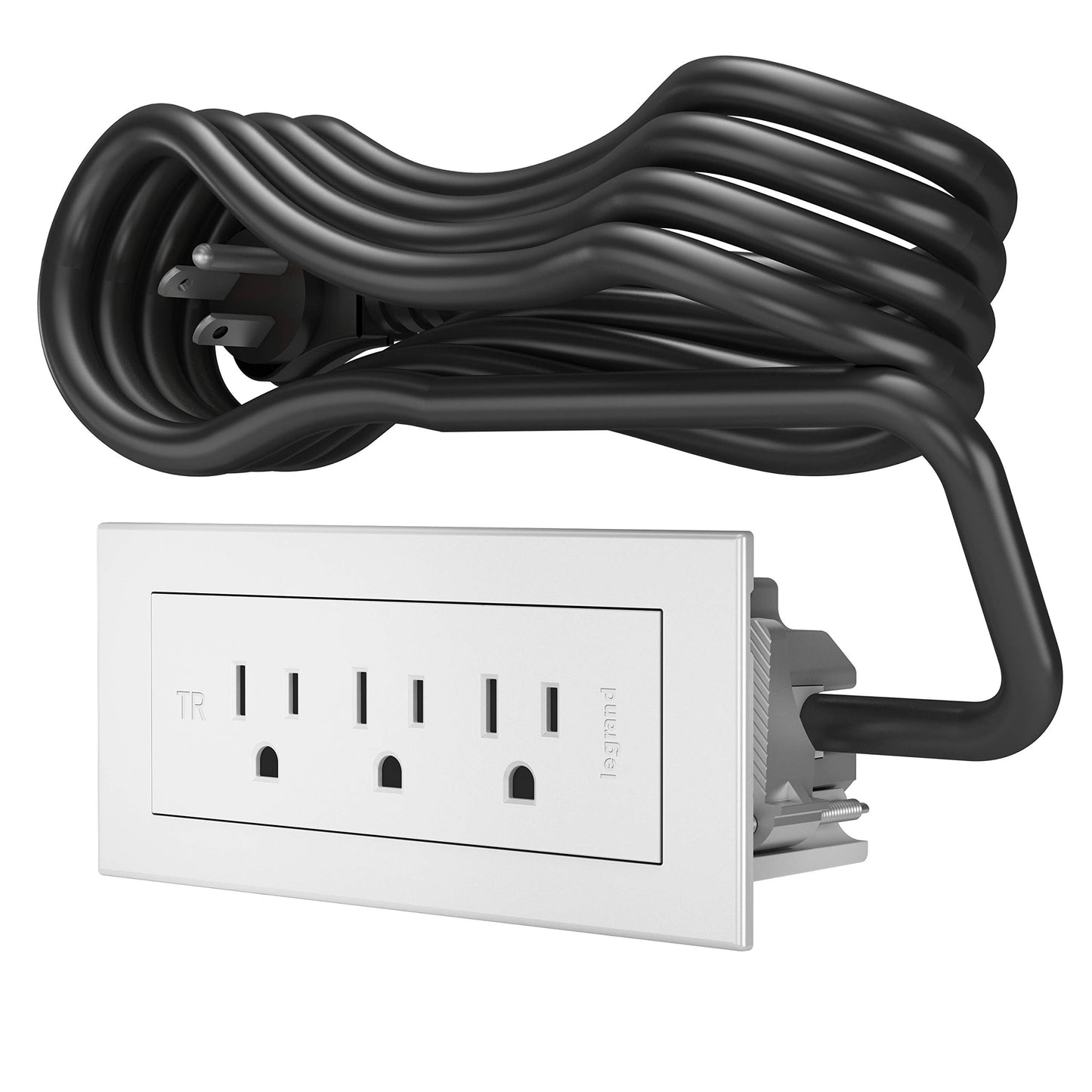 Legrand Wiremold RD3RWH radiant Furniture Power Center, Recessed Power Strip, 3 Outlets, 6 Foot Cord, White