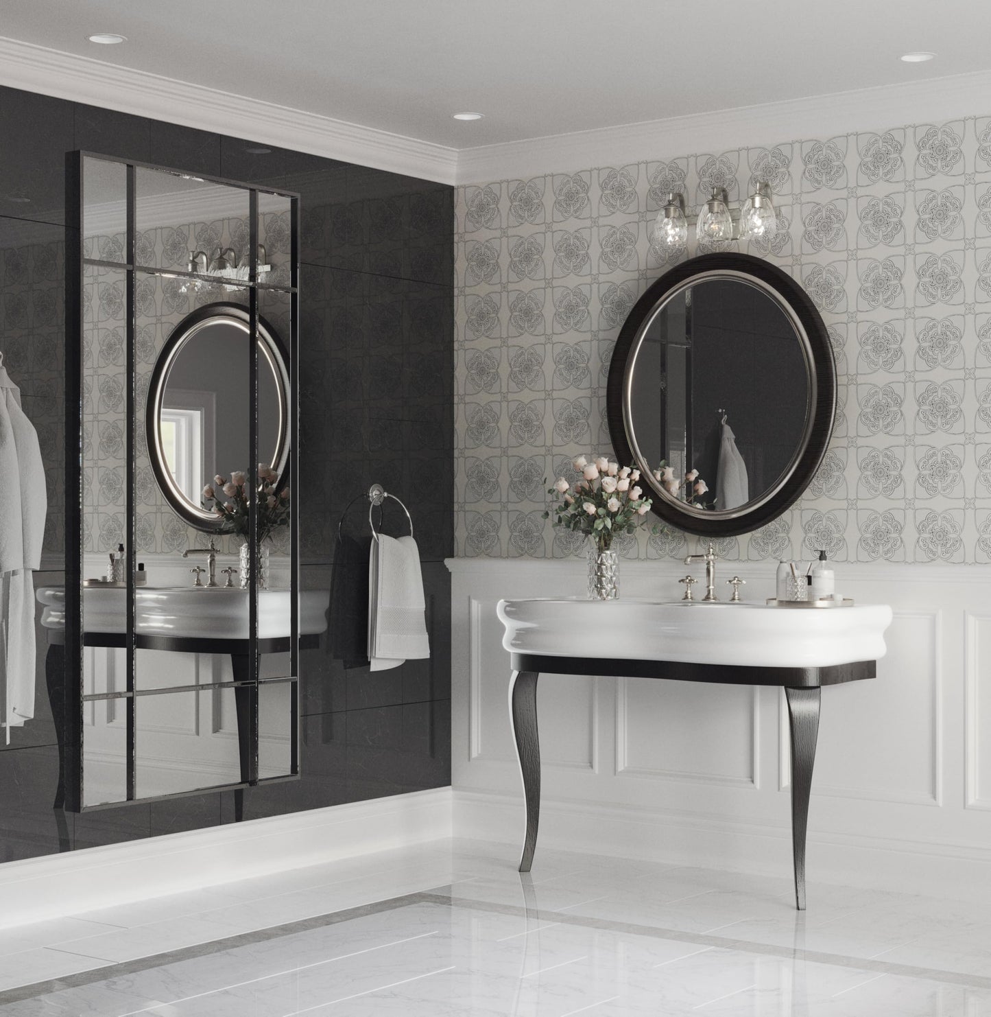 Progress Lighting Anjoux Collection 3-Light Clear Water Glass Luxe Bath Vanity Light Silver Ridge