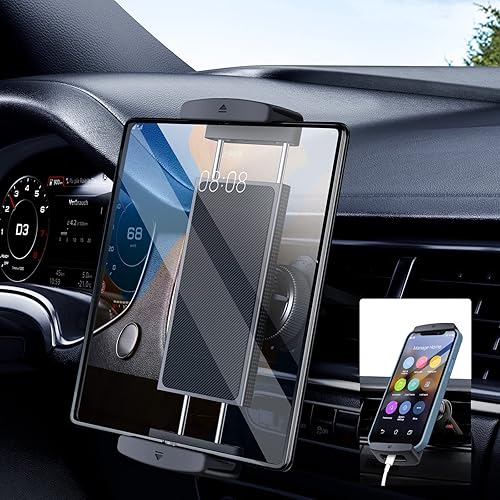 xuenair iPad mini Car Mount, [360° Rotatable& Firmly Grip & Never Fall Off] Air Vent Tablet Mount for Car, Z Fold 6 Accessories for iPad Pro Air Mini