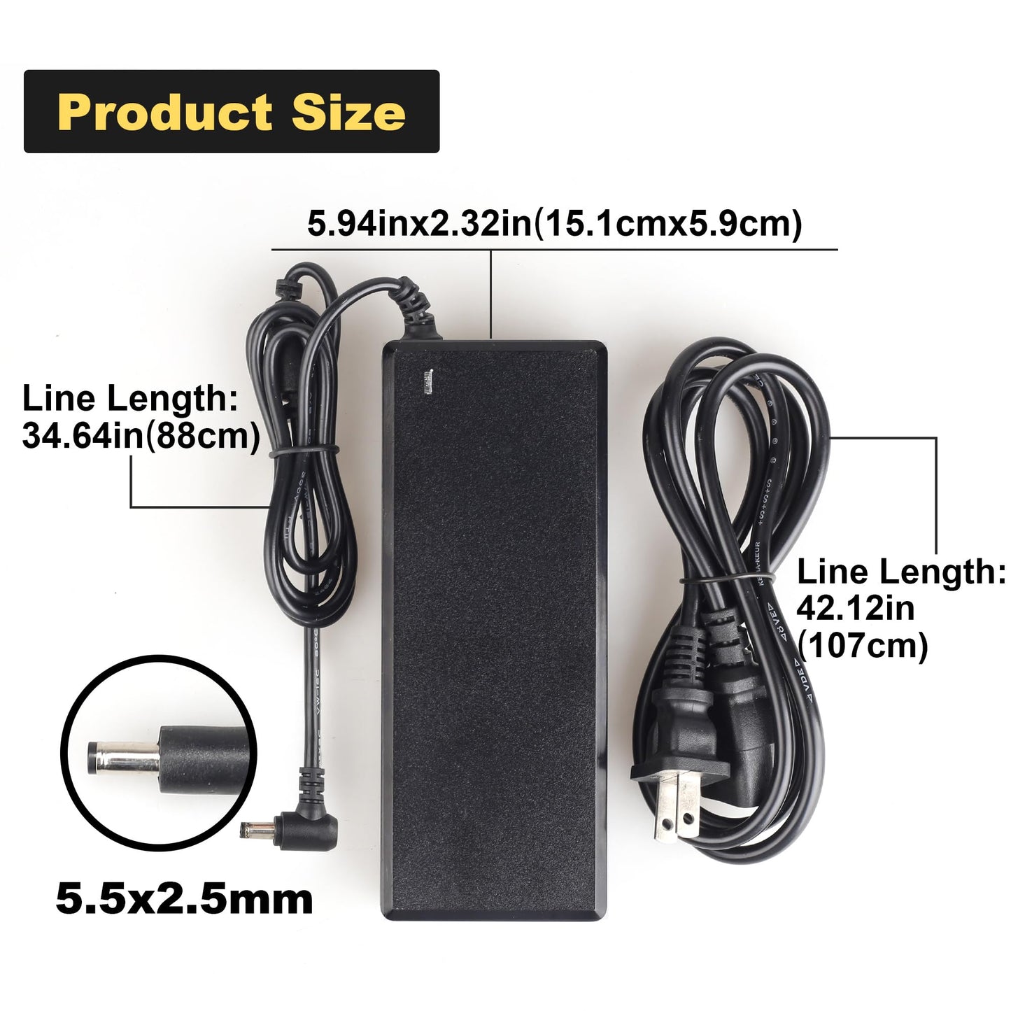19V Power Supply 100V~240V AC Input and 5.5mmx 2.5mm Plug for Audio Amplifiers