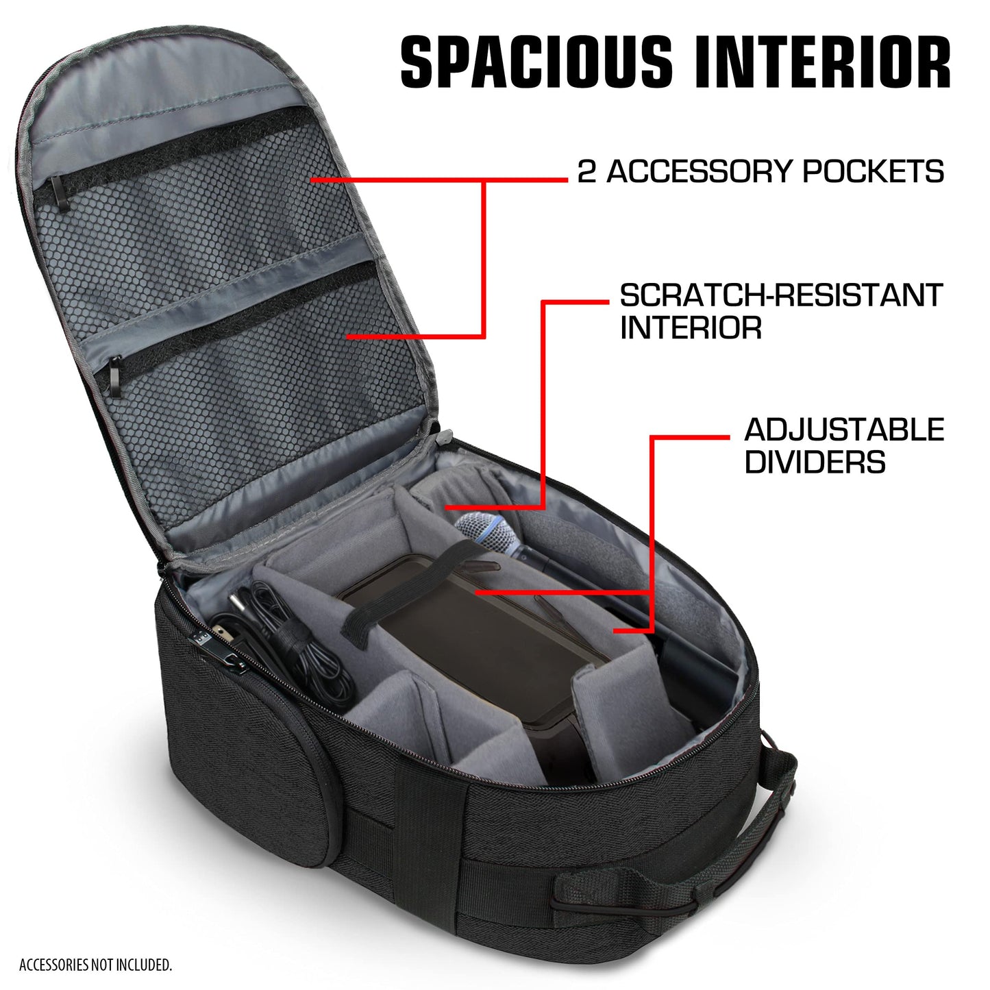 USA Gear Audio Equipment Backpack Fits Audio-Technica System 10, Shure BLX4 Microphone System, Sennheiser EW-DP & more Wireless Mic System - Wireless