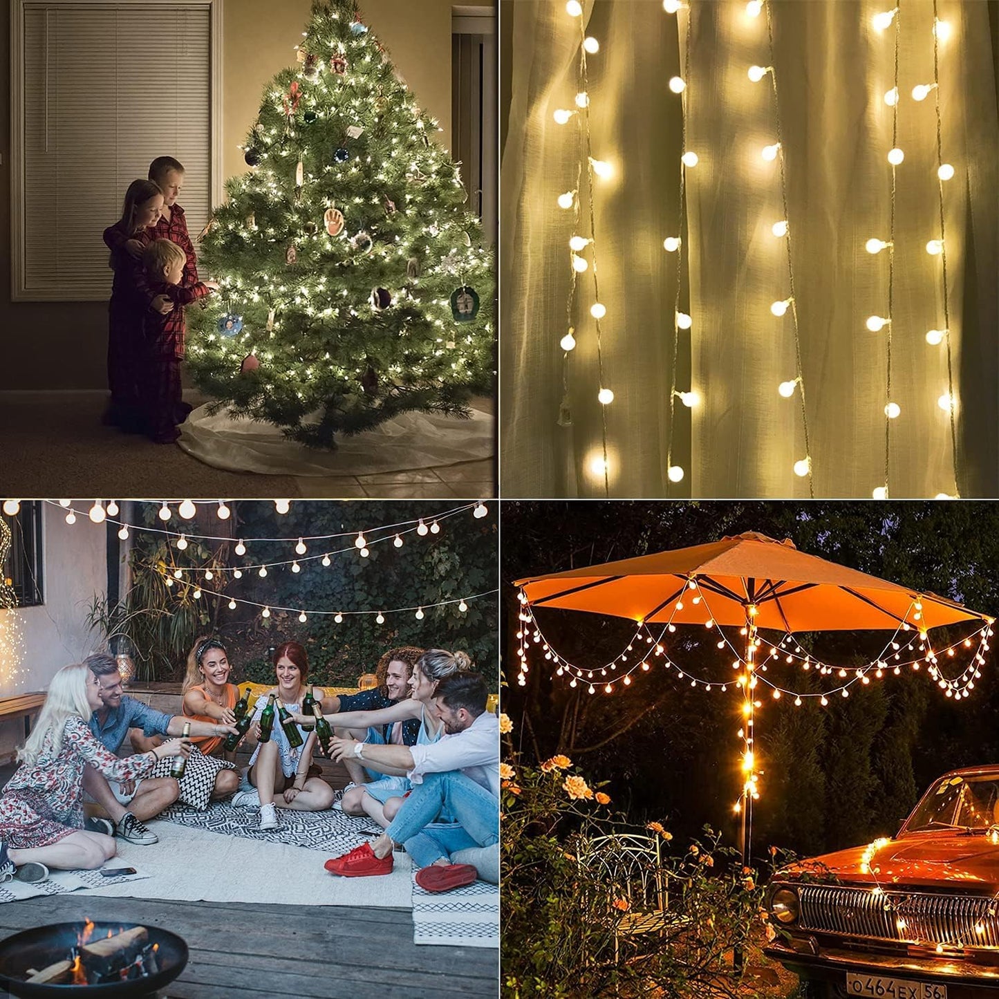 Battery Operated LED Globe String Lights, 2-Pack Total 52FT 120LEDs - Each 26FT 60LEDs 8 Mode Waterproof Christmas Fairy String Lights with Remote