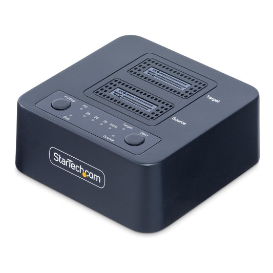 StarTech.com 1:1 M.2 NVMe Drive Duplicator, 90GBpm Standalone SSD Cloner/Copier, USB-C 3.2 20Gbps M.2 Dual-Bay Drive Dock, Black