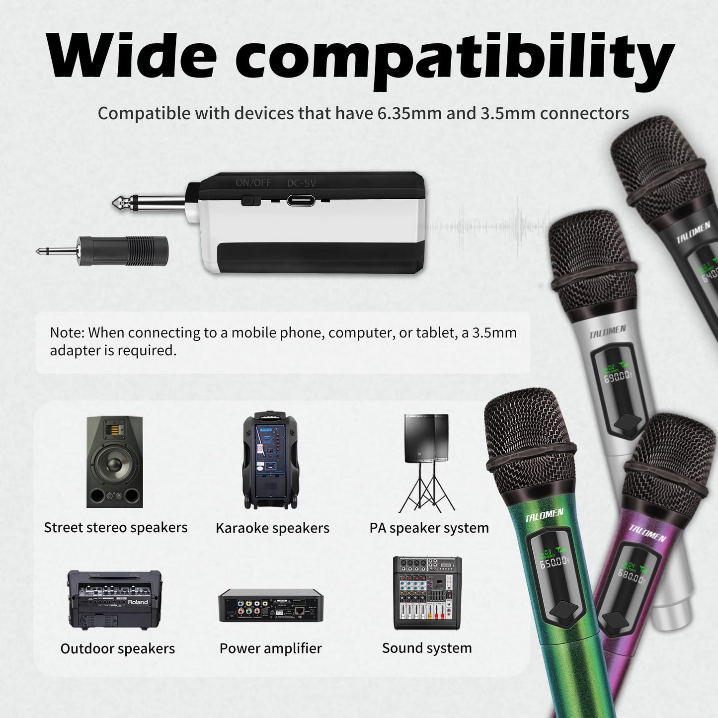 talomen Wireless Microphone Set for Singing, 2.4GHz Rechargeable Handheld Microphones System with Receiver(160 Ft), 4 Pack Cordless Dynamic Mic for