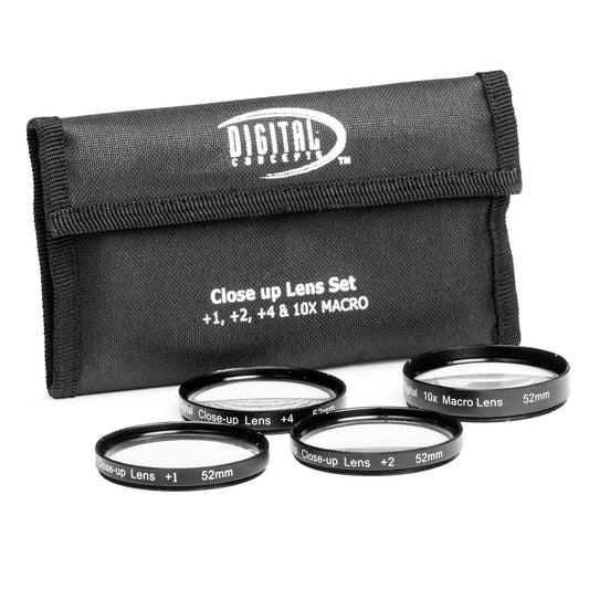 Sakar 52mm Close-Up Filter Set (+1, +2, +4 and +10 Diopters) Magnification Kit - Metal Rim