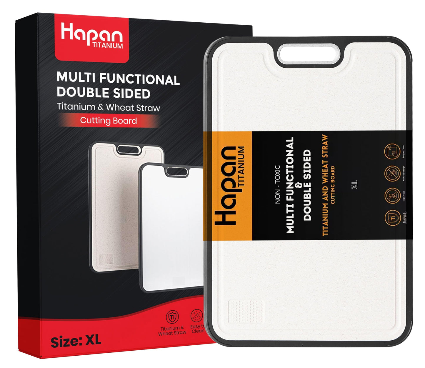 Titanium Cutting Boards for kitchen, Double Sided Metal Cutting Board, Non Toxic Chopping Board, Wheat Straw PP/Healthy Large Titanium Cutting Board…