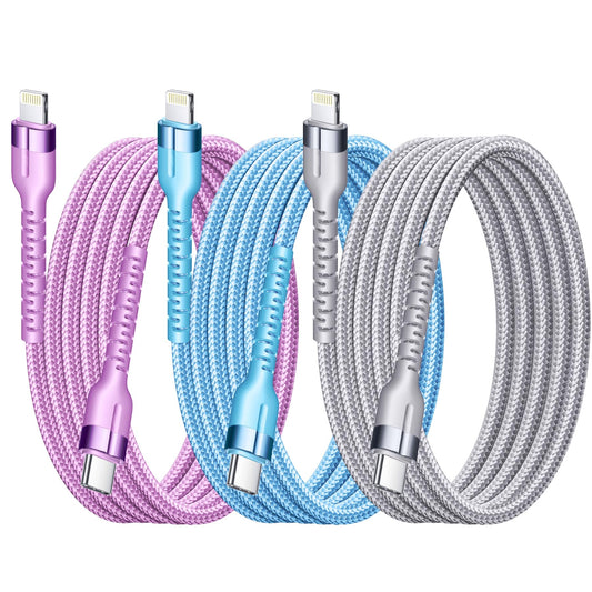 Exeric USB C to Lightning Cable 3 Pack MFi Certified, Fast Charging Cables 6FT with Nylon Braided Type C iPhone Charger Cord Compatible iPhone…