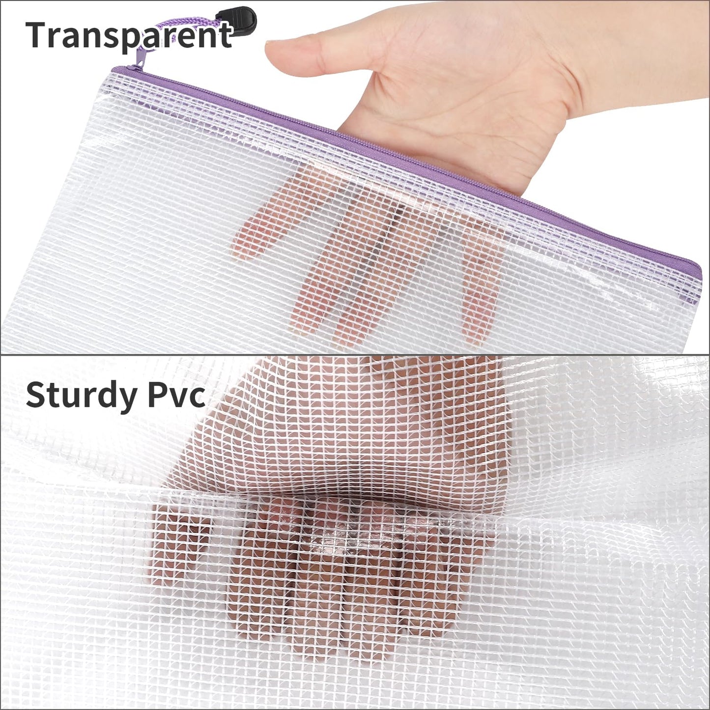 EOOUT 30pcs Mesh Zipper Pouch Bags, 8 Sizes Plastic Bags, 8 Colors Zipper Pouches
