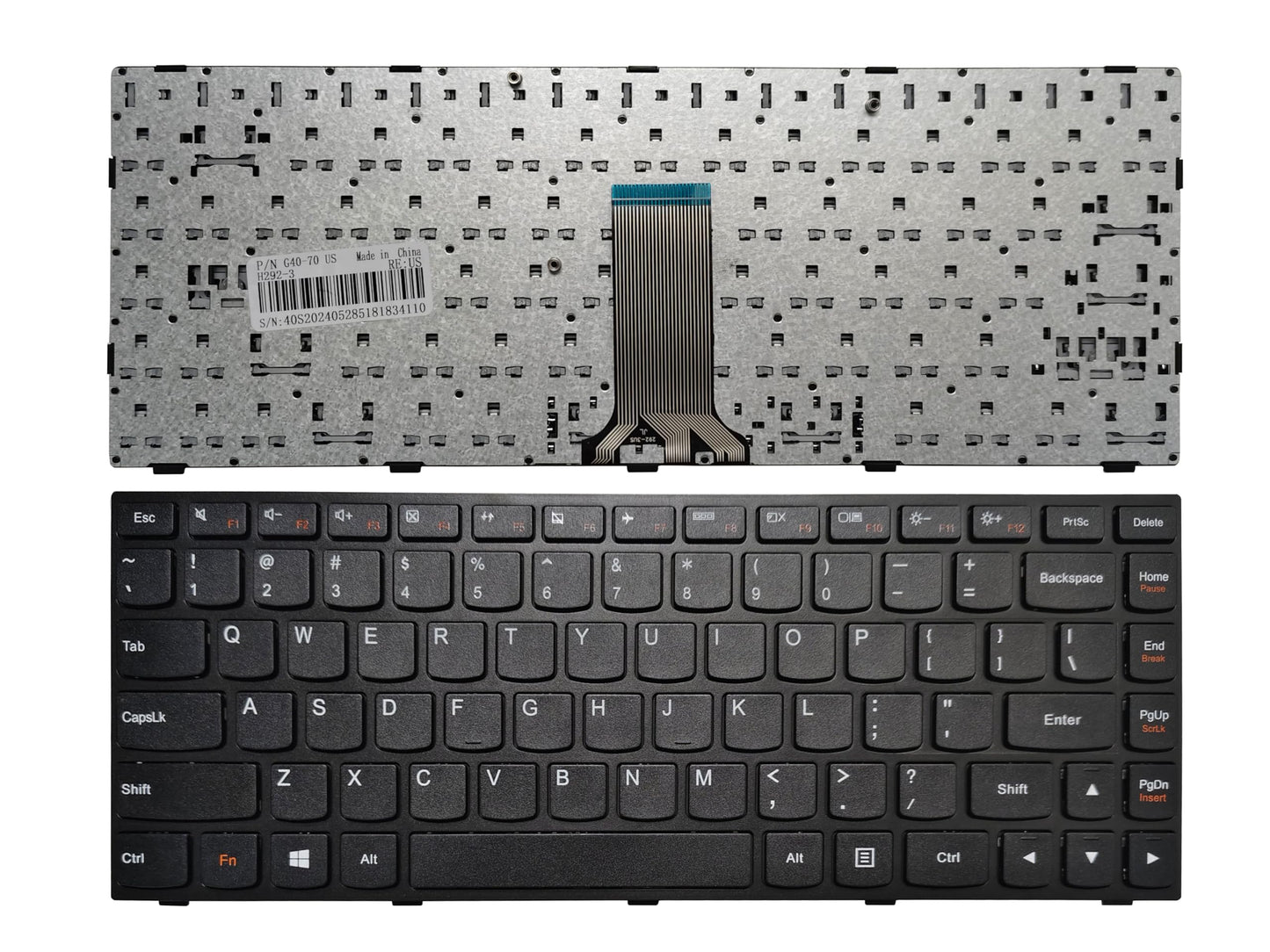 Laptop Replacement Keyboard Fit Lenovo IdeaPad G40-30 G40-45 G40-70 G40-80 G41-35 Flex 2-14D US Layout (Black Frame)