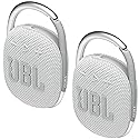 JBL 2 Pack Clip 4 Waterproof Wireless Audio Bluetooth Speaker Bundle (White)