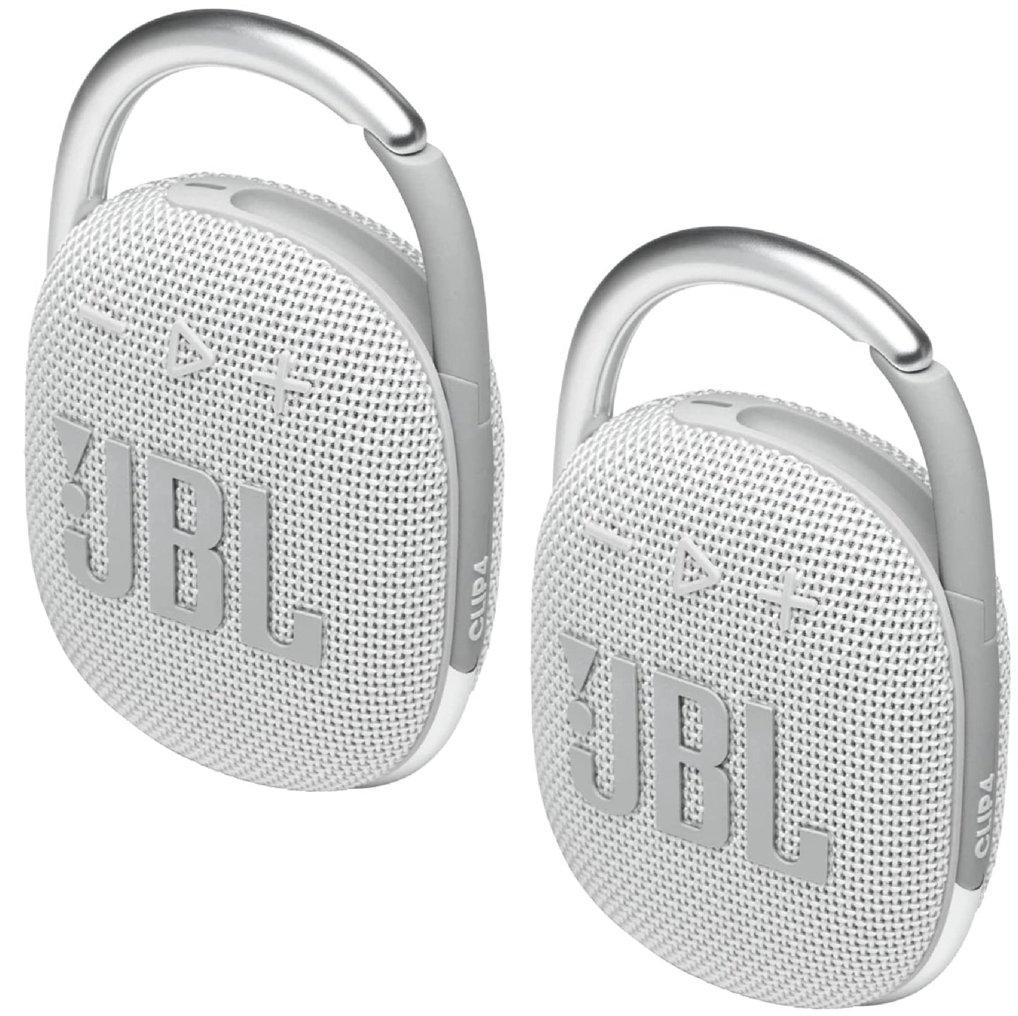 JBL 2 Pack Clip 4 Waterproof Wireless Audio Bluetooth Speaker Bundle (White)