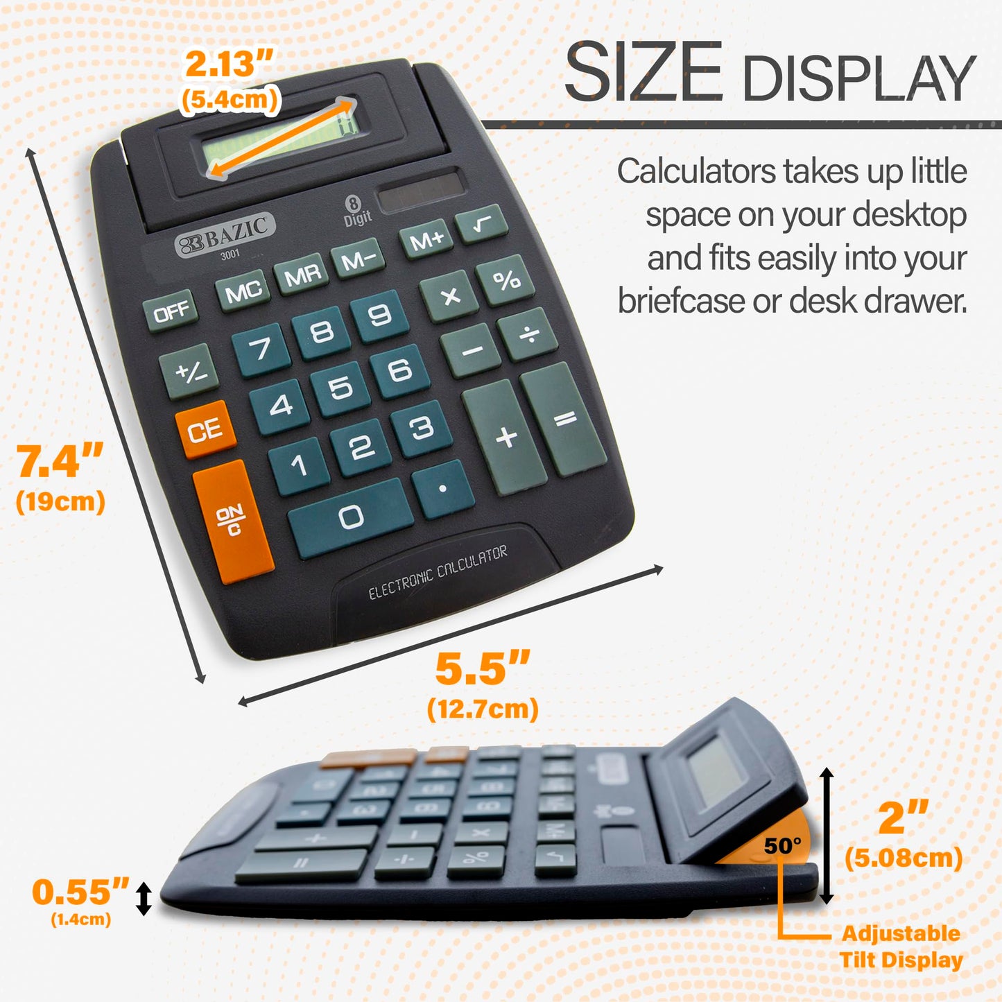 BAZIC Products Desktop Calculator 8-Digit with Adjustable Tilt Display, Big Buttons for Easy Input, Standard Basic Calculator for Home, Office