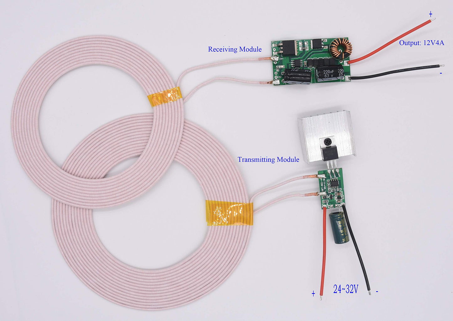 Taidacent 24-36V Input 12V 4A Output Wireless Charging Module Wireless Power Supply Module (12V4A)