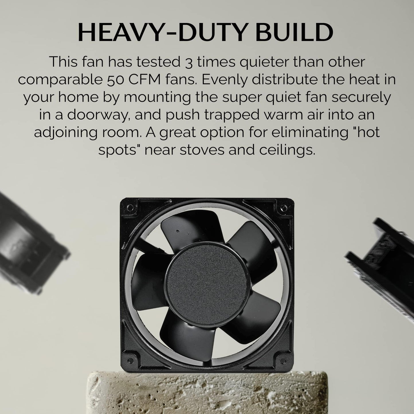 Firewood Racks&More Super Quiet Air Cooling Doorway Corner Fan | Room-to-Room Minuteman | Button Controller | Ideal for Mounting to Transfer Heat