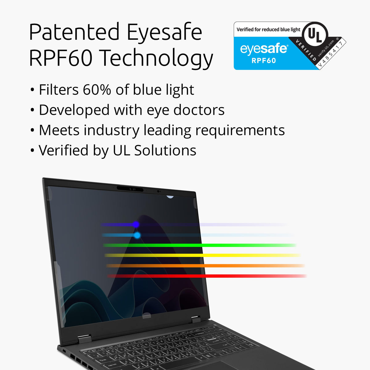 Kensington Eyesafe Privacy Screens Filter 15.6 inch 16:9, Easy Installation, Filters 60% of Blue Light, Patented Laptop Privacy Screen Compatible