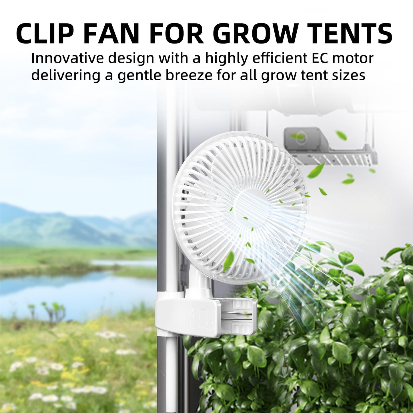 HealSmart Clip Fan, 6-Inch Grow Tent Fan, Monkey Fan, Wall Mount Fan with Adjustable 90° Angles, 15W, 2-Speeds Control, 1 Pack