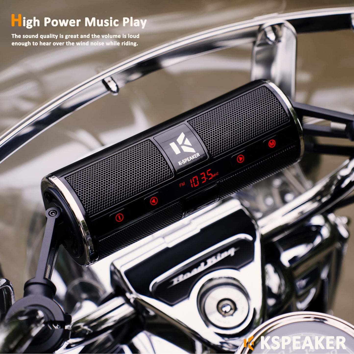 KSPEAKER Motorcycle Speakers Bluetooth Waterproof Radio Audio System Built-in Amplifier, 3 Inch Metal Mp3 Player, Great for ATV, Scooter Bike,12 Volt