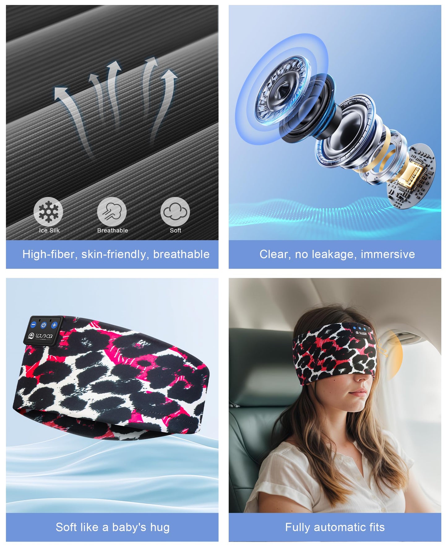 LOVE EYE Sleep Headphones Wireless Headband Headphones Bluetooth 5.4 for Side Sleeper Bluetooth Headband Earphones for Sports for tech Gadgets Gifts