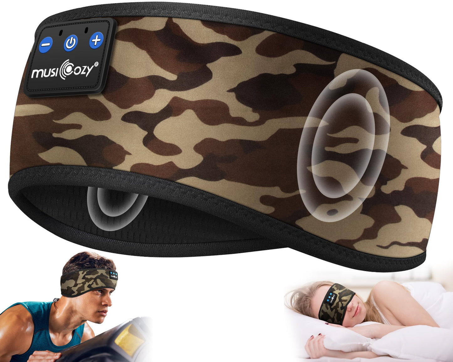 MUSICOZY Sleep Headphones Bluetooth 5.4 Headband, Sports Wireless Earphones Sweat Resistant Earbuds Sleeping Headphone with Ultra-Thin HD Stereo…