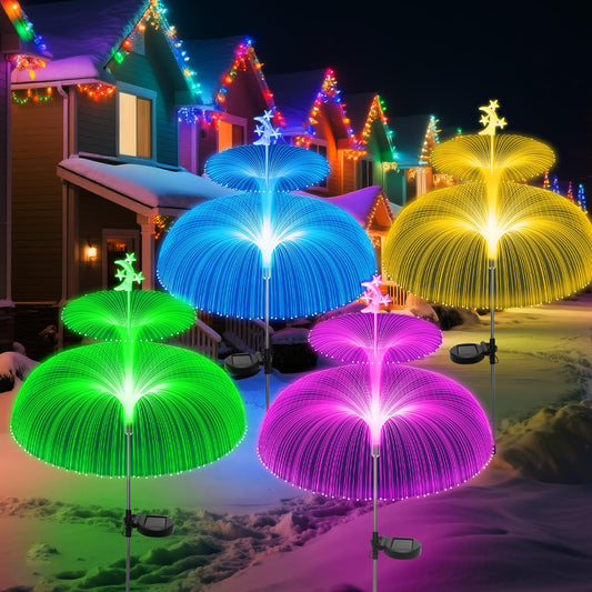 Solar Jellyfish Light Outdoor Garden Lights Waterproof Solar 7 Color Changing Moon & Star Flower Lights for Garden Decor, Yard, Patio, Lawn, Pool